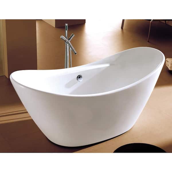 ALFI BRAND 68 in. Acrylic Flatbottom Bathtub in White