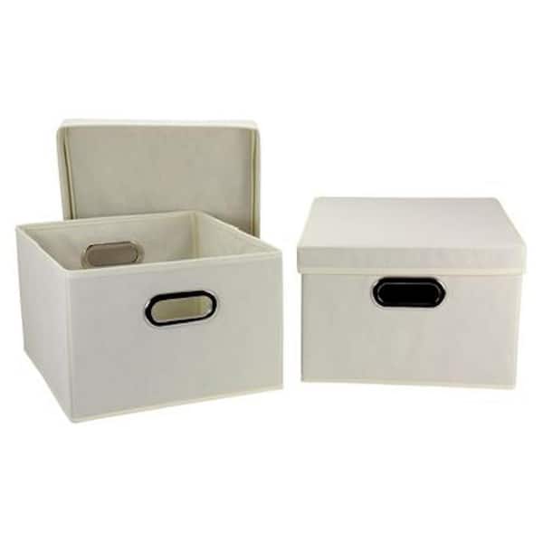 HOUSEHOLD ESSENTIALS 2 Gal., Collapsible Storage Box Set in Natural