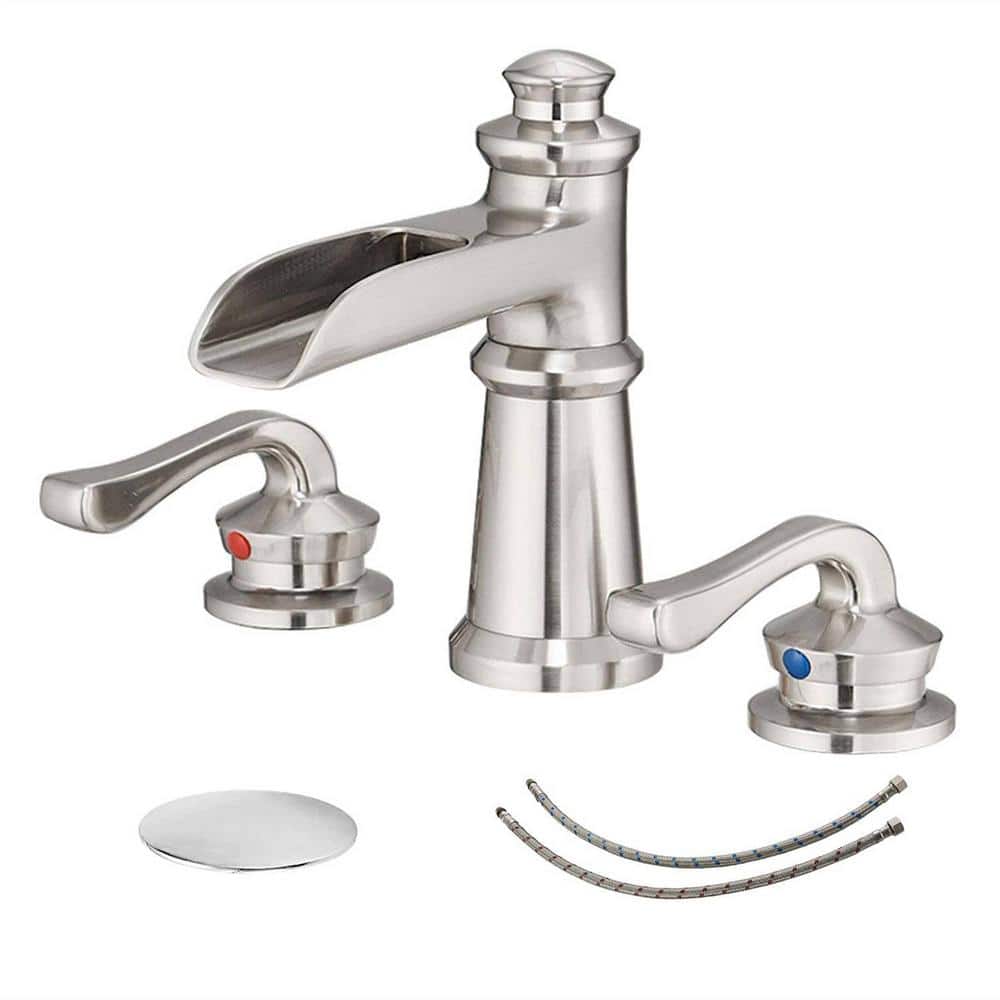 8 in. Widespread Double Handle Bathroom Faucet with Pop-Up Drain Modern 3 H