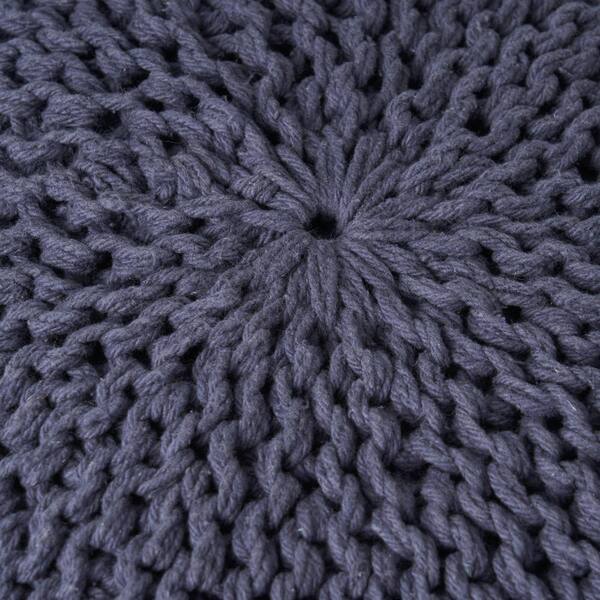 20 in. W x 20 in. D Navy Blue Cotton Round Knit Pouf for