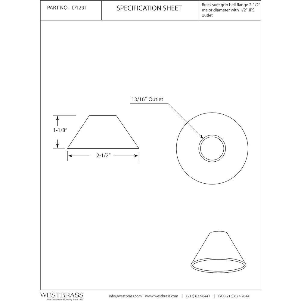 Polished Brass Bell Flange for 1/2" Copper Pipe