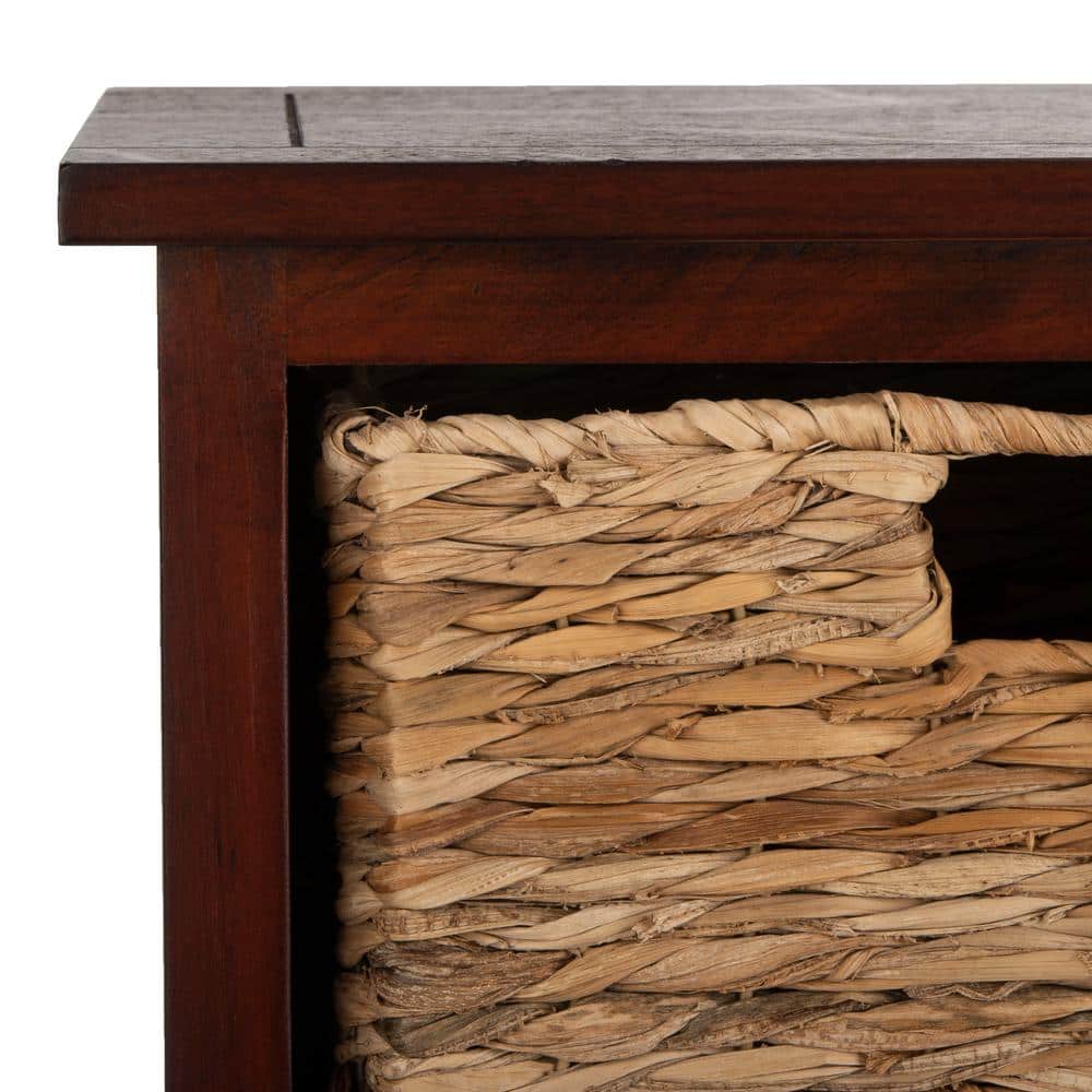 Cherry Pine Accent Cabinet with Wicker Baskets
