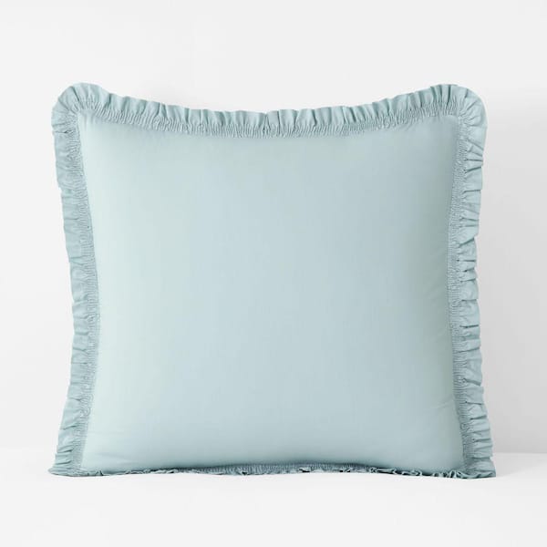 Company Cotton Ruffle Garment Wash Cloud Blue Euro Sham