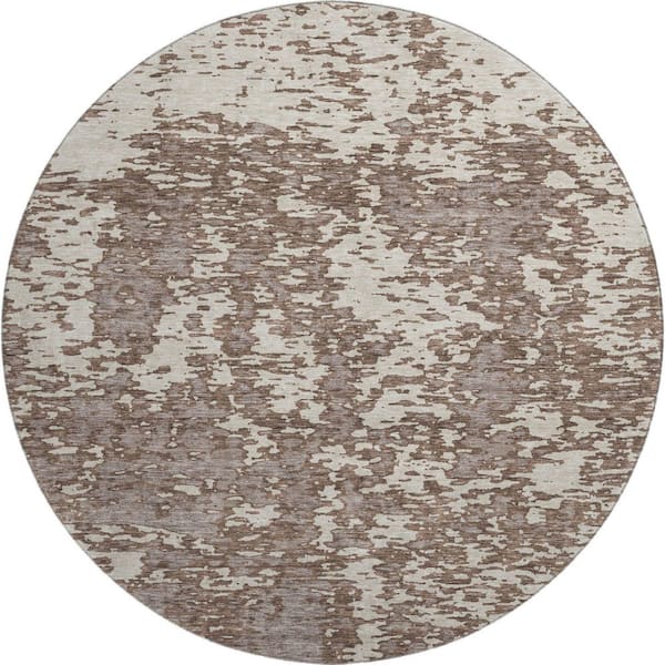 Addison Rugs Mayfield Premium Machine Washable Abstract AMF946 Brown 8 ft. x 8 ft. Round Rug