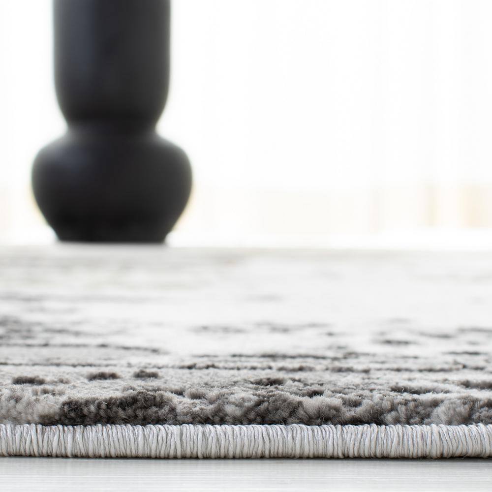 Grey and Green Abstract Hand-knotted 4' x 6' Area Rug