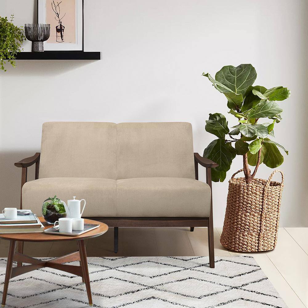 Lonita 51 in. W Light Brown Velvet Loveseat 1032BR2 The Home Depot