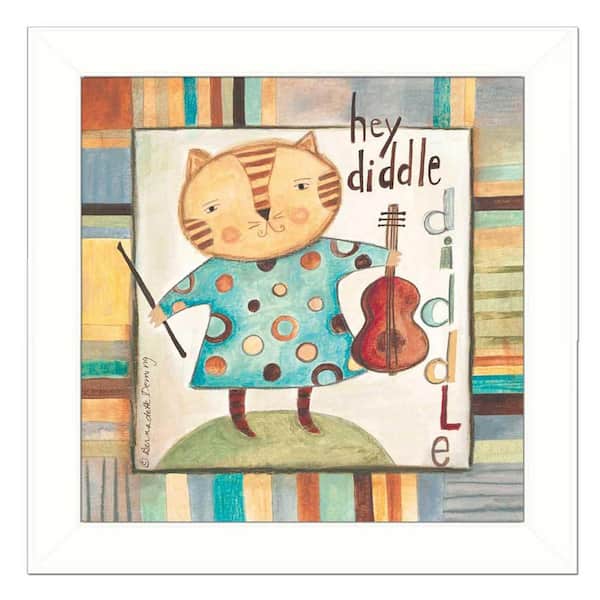 HomeRoots Charlie Hey Diddle Diddle 1-Piece Framed Wall Art 14 in. x 14 in.