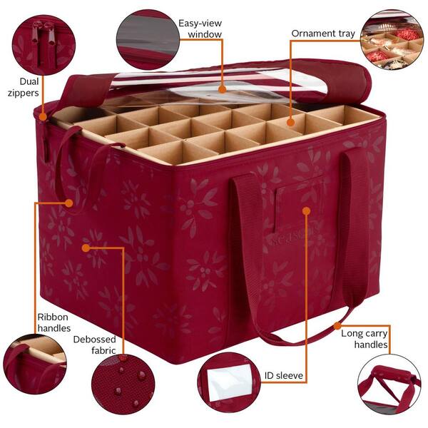 OSTO 26 in. Red Vinyl Plastic Ornament Storage Box (128-Ornaments)  OSPP-102-rd-H - The Home Depot