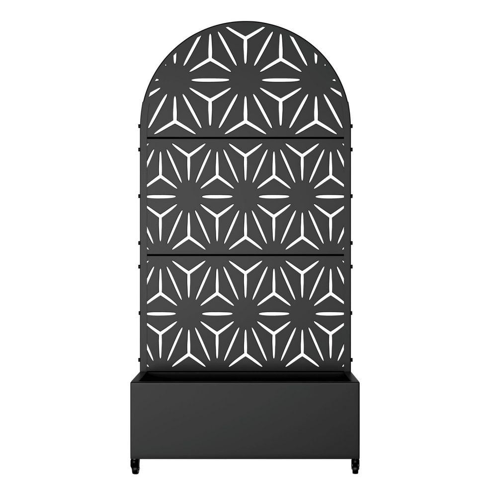 6 ft. H x 3 ft. W Metal Planter Box privacy screen Garden Bed with Trellis and Wheels-Black price history on PriceWatchPro