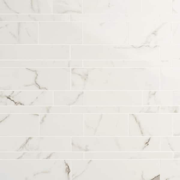 Saroshi Statuario Venato 11.49 in. x 11.69 in. Polished Porcelain Floor and Wall Mosaic Tile (0.92 sq. ft./Each)