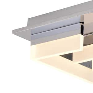 Atra 13.5 in. W LED Chrome Flush Mount Ceiling Light Fixture White Shade