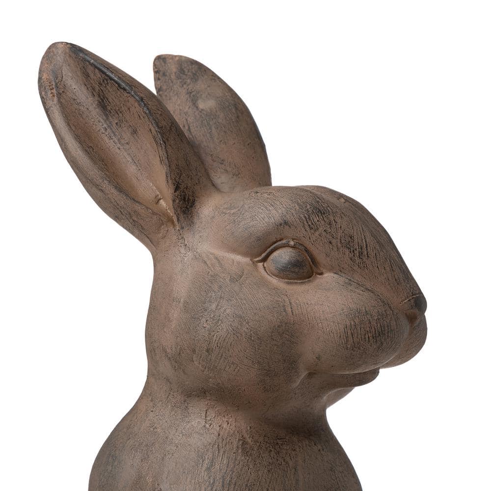 Bronze Distressed Standing Rabbit Garden Statue, 22.75 Inch