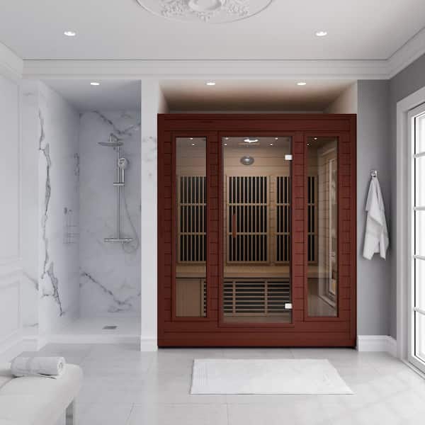 3-Person Indoor Hemlock Wood FAR Infrared Sauna with Low EMF Infrared Panel Heater, Touch Control Panel and Bluetooth