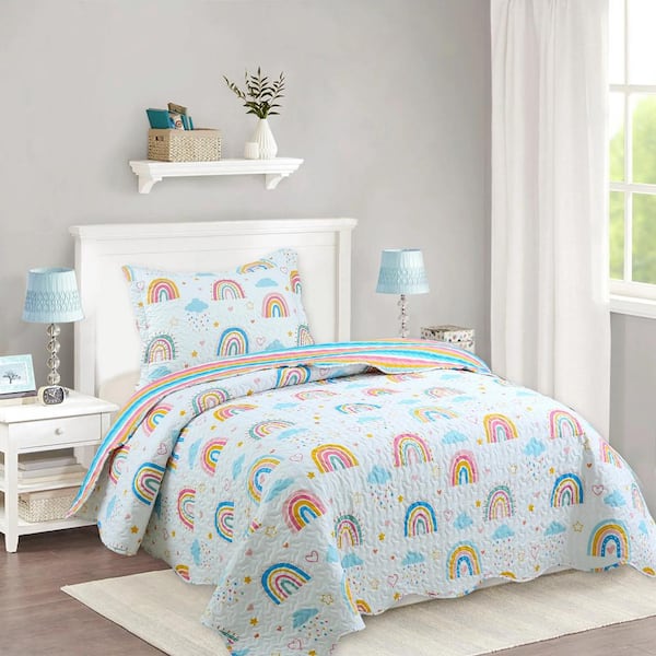 Nautical Sailboat Comforter Set Twin Size,Sea Transportation Ships Bedding Set 2Pcs,Boat Anchor Rudder Print Quilt Set,Kids Boys Girls