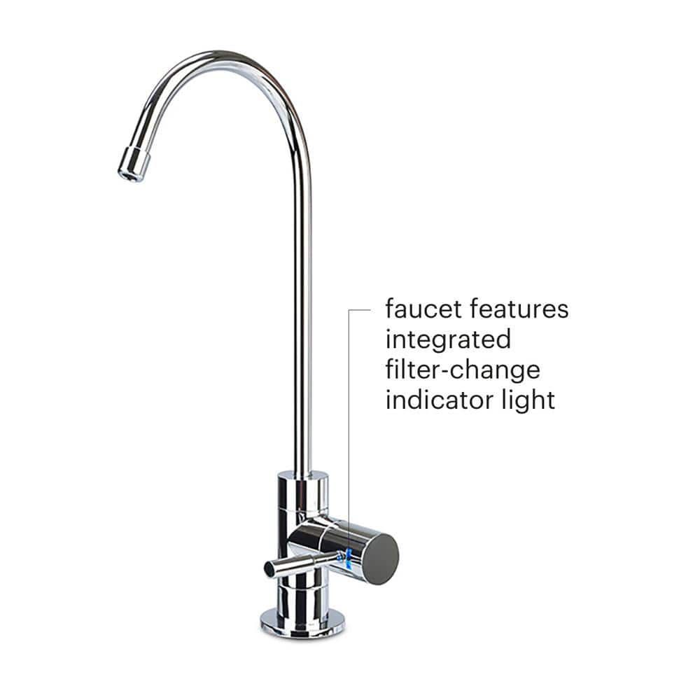 H2O+ Coral Three-Stage Undercounter Water Filtration System with Chrome Faucet