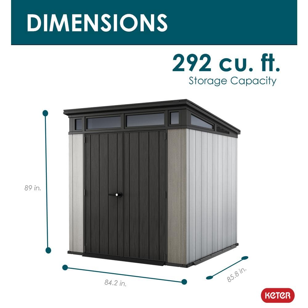 Gray Resin 7 x 7 Foot Outdoor Storage Shed with Windows