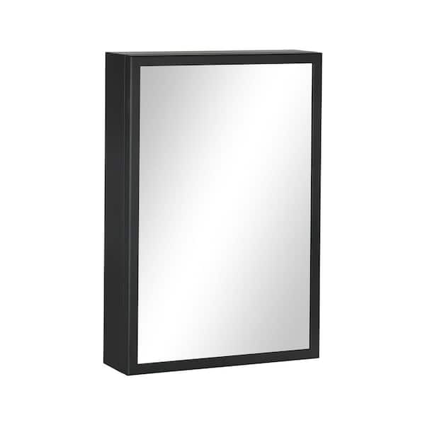 15.75 in. W x 23.5 in. H Rectangular Black Surface Mount Bathroom Medicine Cabinet with Mirror