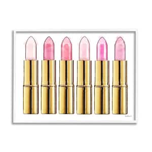 "Pink Gold Lipstick Glam Fashion Watercolor" by Amanda Greenwood Framed Abstract Wall Art Print 11 in. x 14 in.