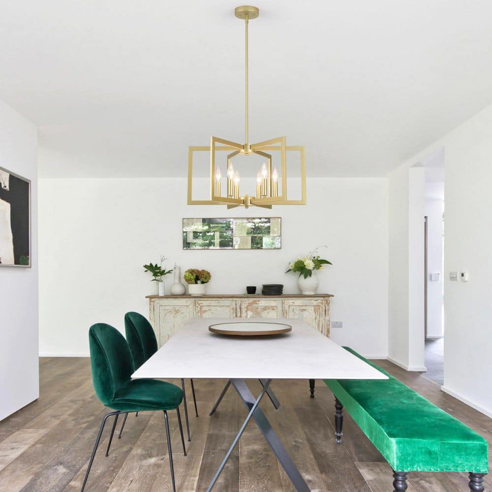 Gold Geometric 6-Light Candle-Style Chandelier