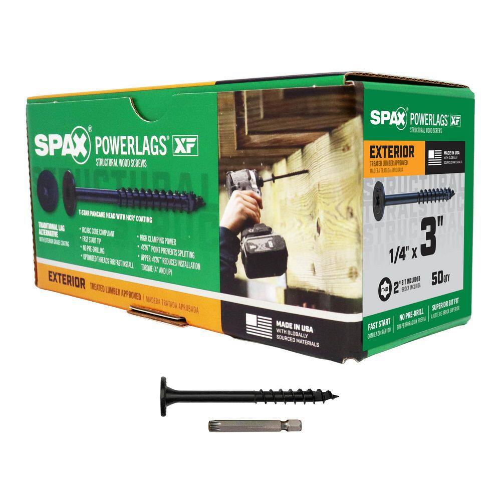 1/4 in. x 4 in. Black Powerlags Exterior T40 T-Star Pancake Head Structural Wood Lag Screws (50 pcs) price history on PriceWatchPro