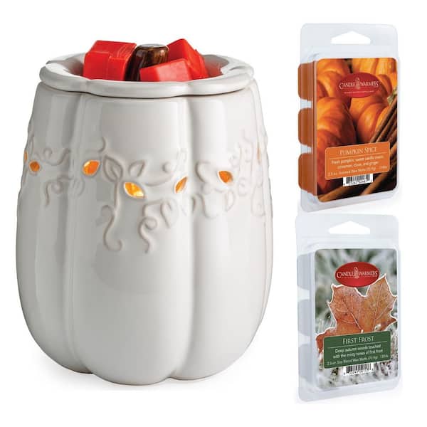 Candle Warmers Etc White Pumpkin Wax Warmer Bundle Plus Two Fall Favorite  Scents ECOMM27 - The Home Depot