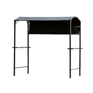 4.5 ft. x 7 ft. Gray Iron Outdoor Patio Grill Gazebo with Bar Counters