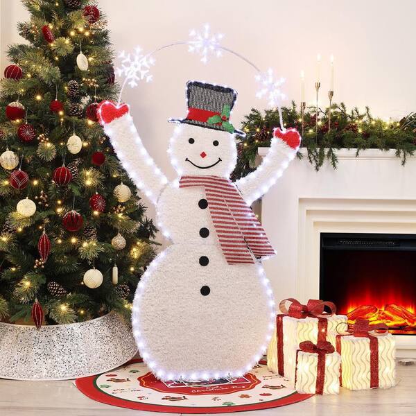 LuxenHome 60 in. Prelit Snowman with Snowflake Arch Christmas