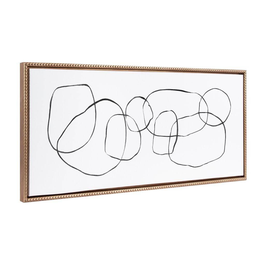 Gold Framed Abstract Dancing Circles Canvas Wall Art