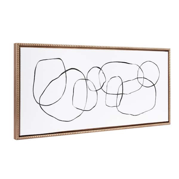 Kate and Laurel Abstract Geometric Beaded Framed Canvas Wall Art" 1-Piece Gold Framed Canvas Art Print, 18 in. x 40 in.