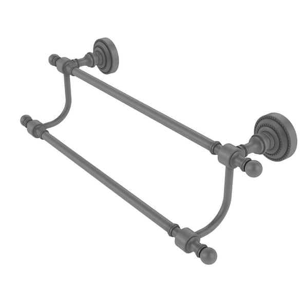 Allied Brass Retro Dot Collection 30 in. Wall Mounted Double Towel Bar in Matte Gray