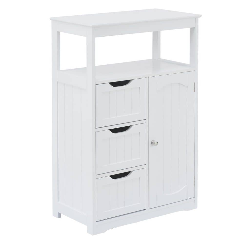 22 in. W x 12 in. D x 34 in. H White Modern Style Bathroom Freestanding Sto