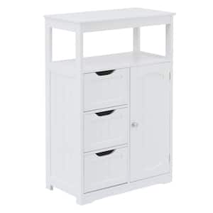 22 in. W x 12 in. D x 34 in. H White Modern Style Bathroom Freestanding Storage Linen Cabinet with Door and 3 Drawers