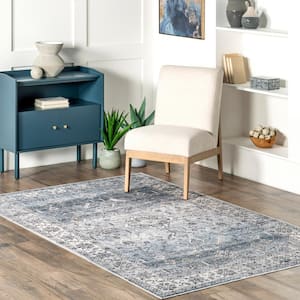 Britt Persian Stain-Resistant Machine Washable Blue 4 ft. x 6 ft. Area Rug