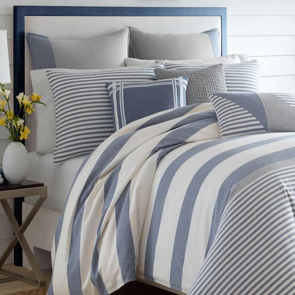 Nautica Fairwater 3 Piece Blue Striped, Nautica Bed Sheets King