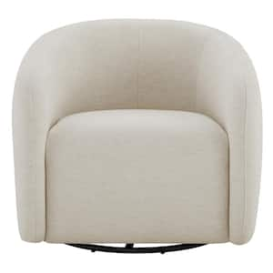 Harper Cream Fabric Swivel Accent Chairs with Curved Back Modern Upholstered Armchair for Living Room or Bedroom