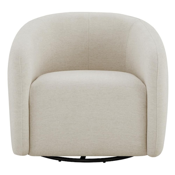 Spruce & Spring Harper Cream Fabric Swivel Accent Chairs with Curved Back Modern Upholstered Armchair for Living Room or Bedroom