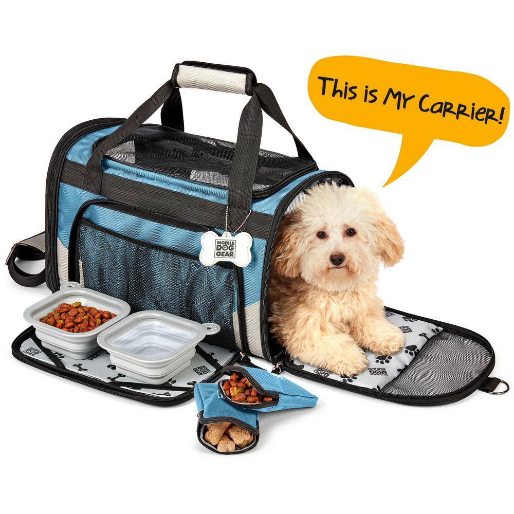 blue pet carrier