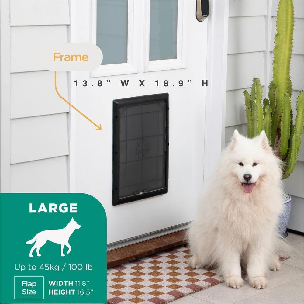 Large Black Plastic Pet Door with Magnetic Lock