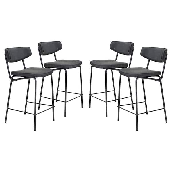 ZUO Sharon Vintage Black 100% Polyurethane Counter Chair Set - (Set of 4)