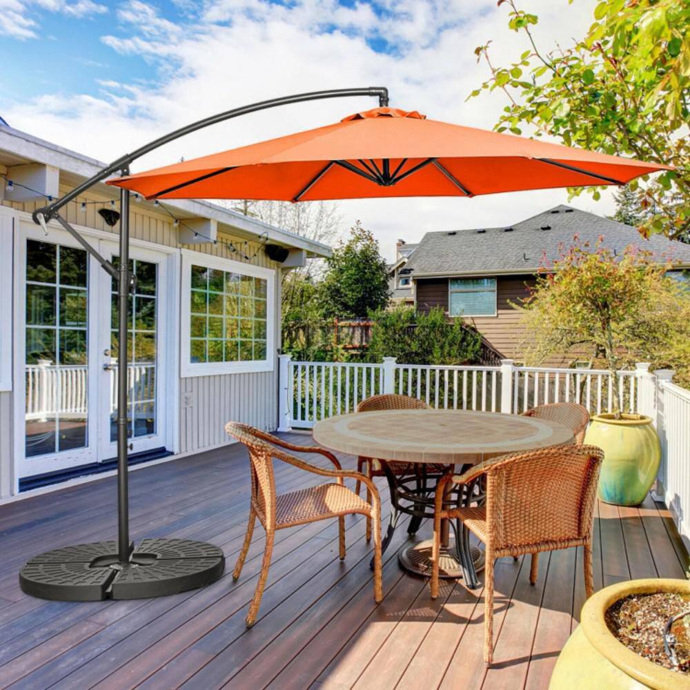 10' Orange Polyester Patio Offset Umbrella with Iron Frame
