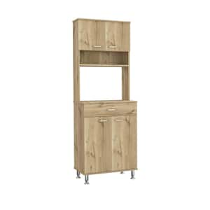 23.6 in. W x 13.7 in. D x 66.5 in. H Ready to Assemble Pantry Double Door Cabinet, 1-Drawer, 4-Legs, 3-Shelves, Beige