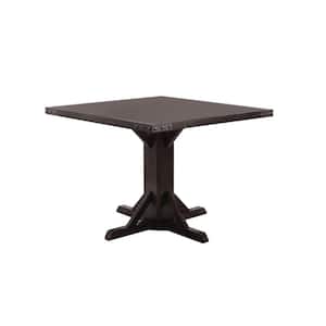 30 in. H Brown Square Wooden Dining Table with Pedestal Base and Metal Accents