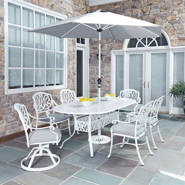 Capri White Oval Cast Aluminum Outdoor Dining Table