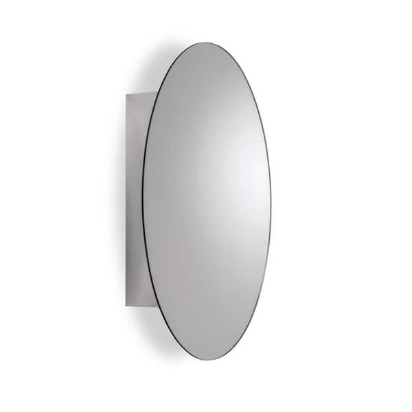 Croydex 18-in x 26-in Surface Mount Polished Stainless Steel Mirrored Oval Medicine Cabinet