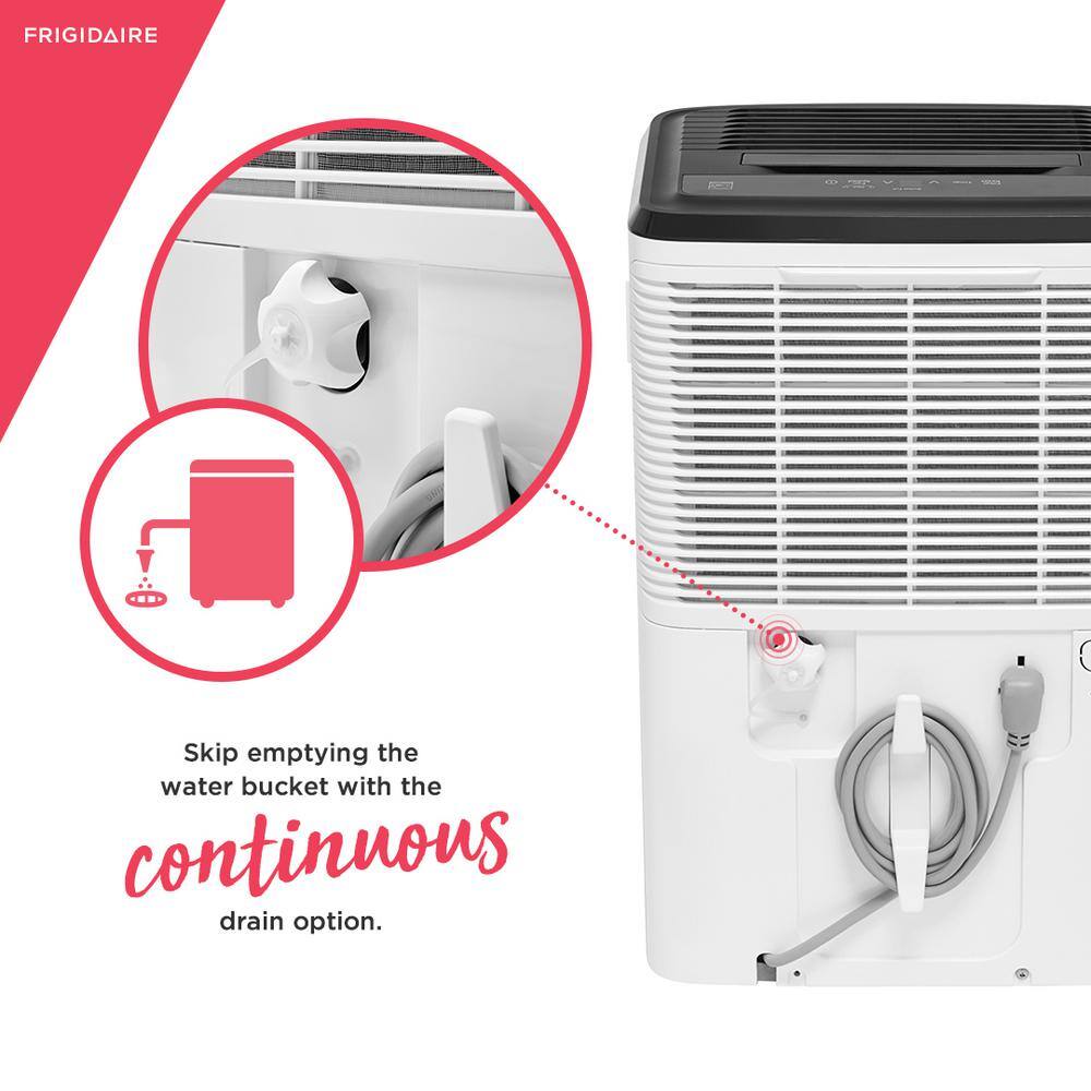 Frigidaire 50-Pint White Dehumidifier with Built-In Pump