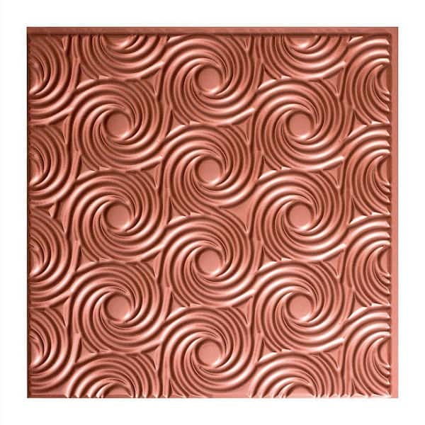 Fasade Cyclone - 2 ft. x 2 ft. Vinyl Glue-Up Ceiling Tile in Argent Copper