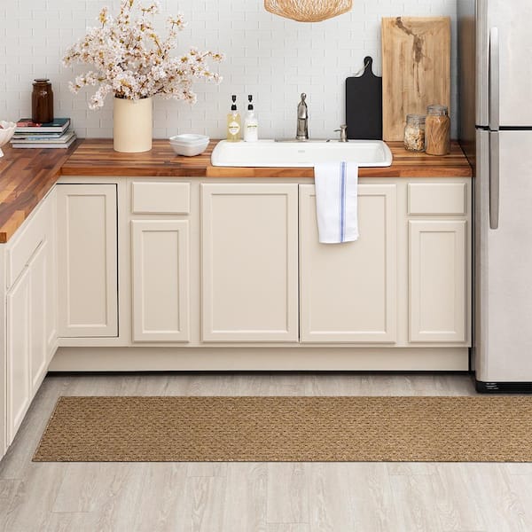 Pin Dot Khaki/Black 2 ft. x 12 ft. Indoor Runner Rug