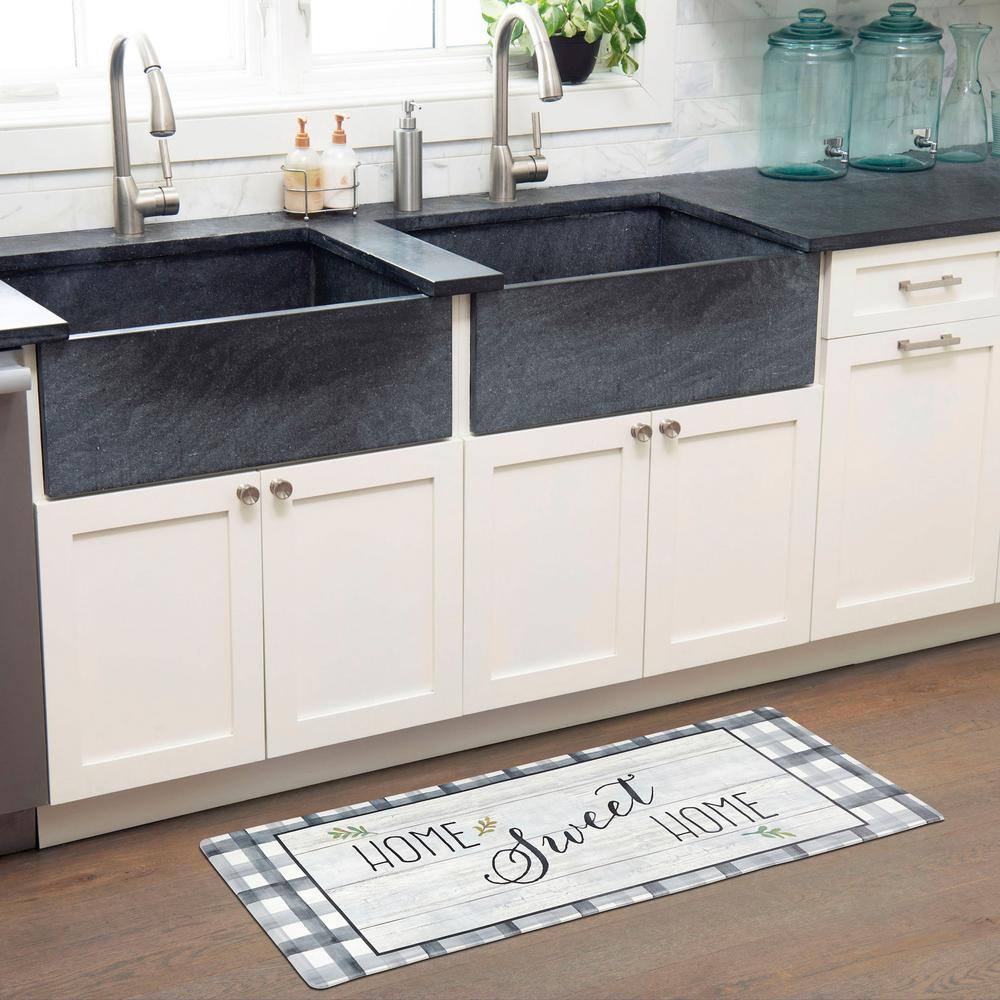 Gray and Green Buffalo Check Anti-Fatigue Kitchen Mat