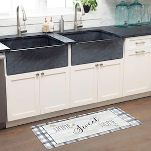 Cozy Living Home Sweet Home Farmhouse Grey/Green 17.5 in. x 55 in. Anti Fatigue Kitchen Mat