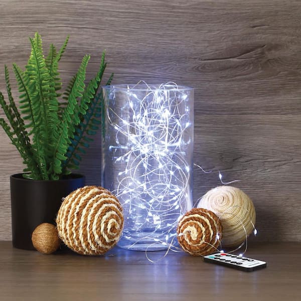 30-Light 10 ft. USB or Battery Operated Mini LED Indoor Multi-Color Silver Fairy String Light w/Remote & 8 Clips(6-Pack)